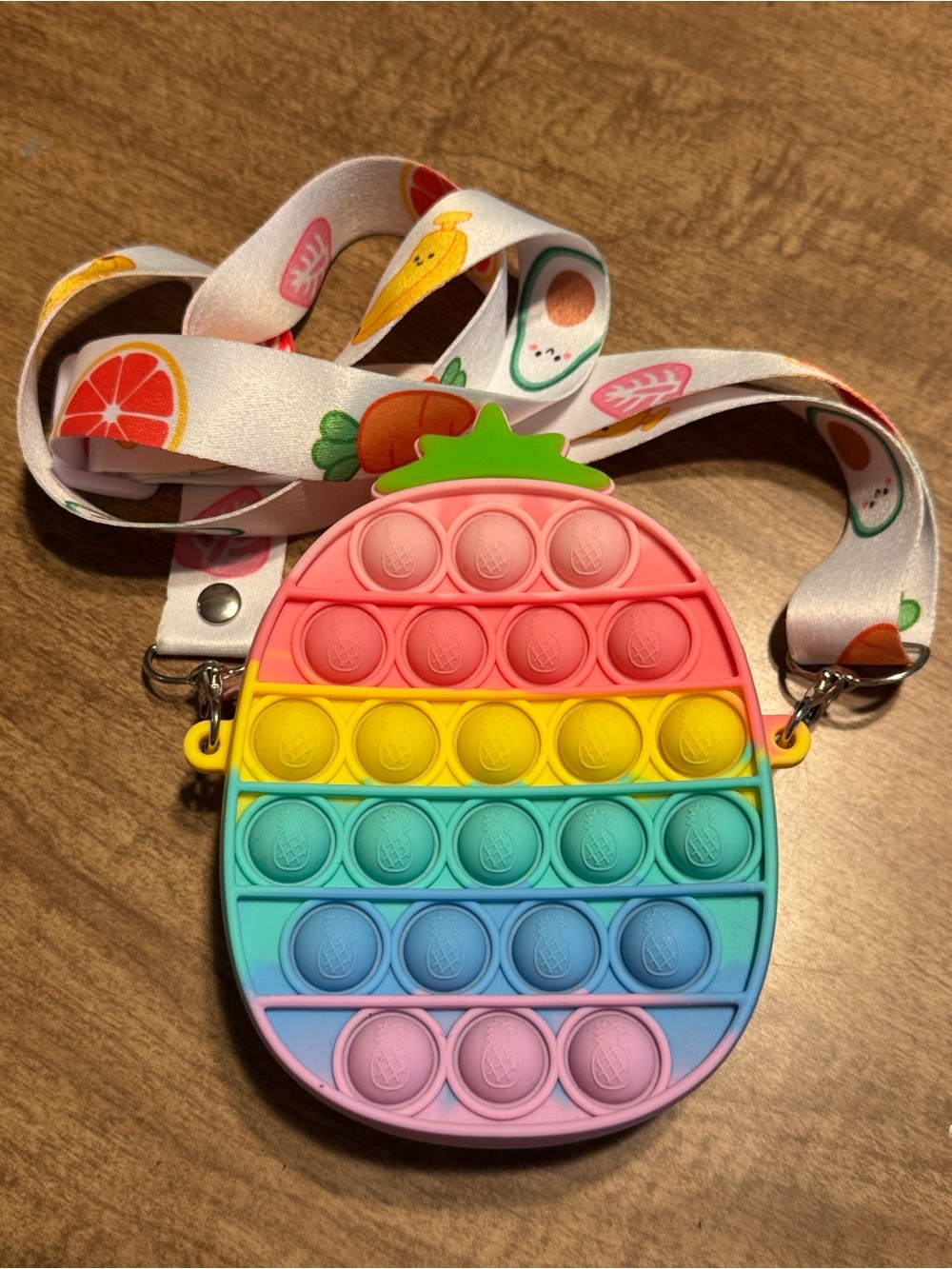 Rainbow Pineapple Pop-It Crossbody Bag